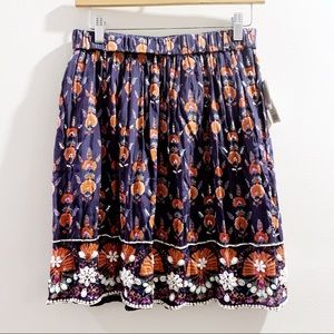 Anthropologie Maeve Blue Beaded Floral Skirt Small